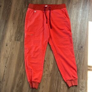 Figs Red Drawstring Cargo Joggers